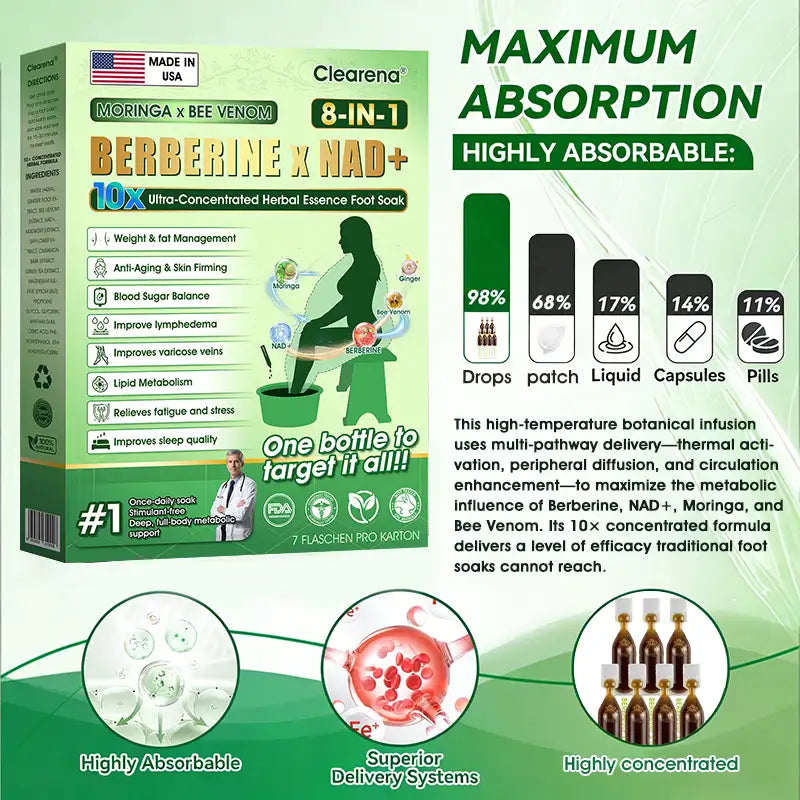 𝐎𝐟𝐟𝐢𝐜𝐢𝐚𝐥 IE 𝐒𝐭𝐨𝐫𝐞 🇮🇪  | 🧑‍⚕️ 𝐂𝐥𝐞𝐚𝐫𝐞𝐧𝐚® Moringa · Bee Venom · Berberine × NAD+ Eight-in-one 10× Ultra-Concentrated Herbal Essence Foot Soak — 𝐎𝐧𝐜𝐞 𝐃𝐚𝐢𝐥𝐲, 𝐕𝐢𝐬𝐢𝐛𝐥𝐞 𝐑𝐞𝐬𝐮𝐥𝐭𝐬 𝐢𝐧 𝟕 𝐃𝐚𝐲𝐬